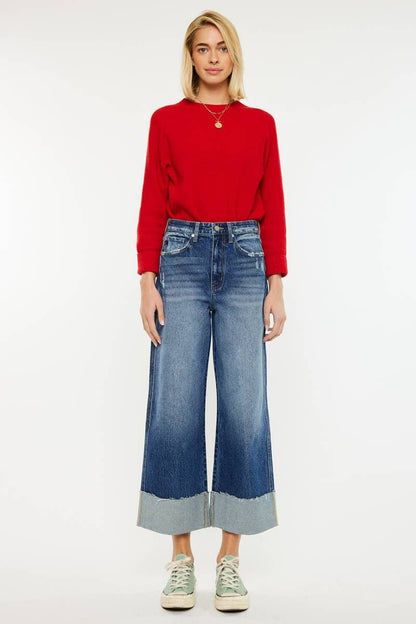 KanCan Lynn 90’S Cropped Wide Leg Jeans