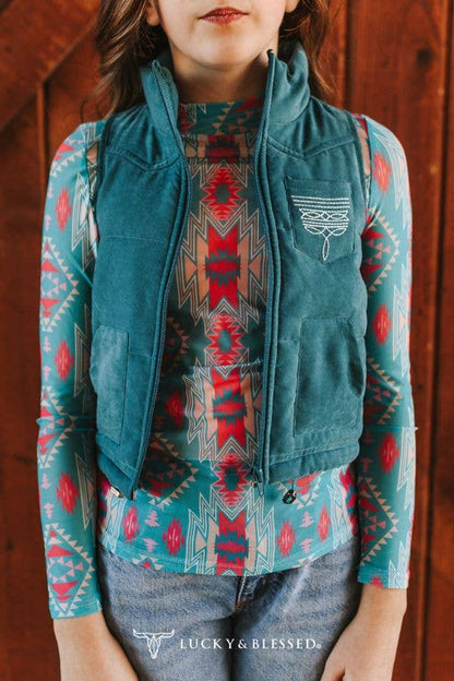 LUCKY & BLESSED Girl's Jade Boot Stitch Vest