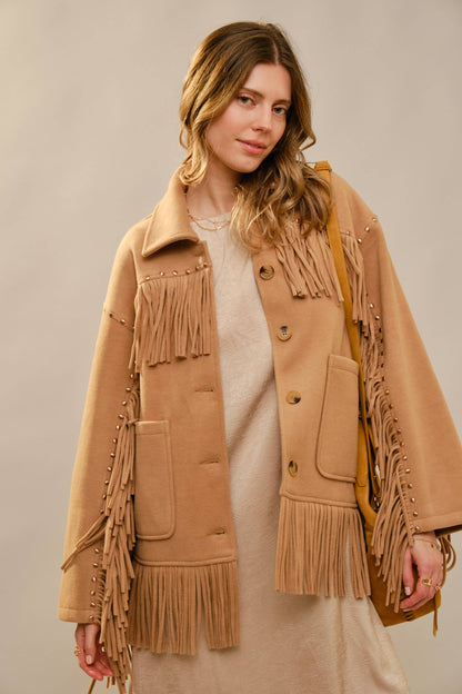 Brushed Fringe Stud Jacket