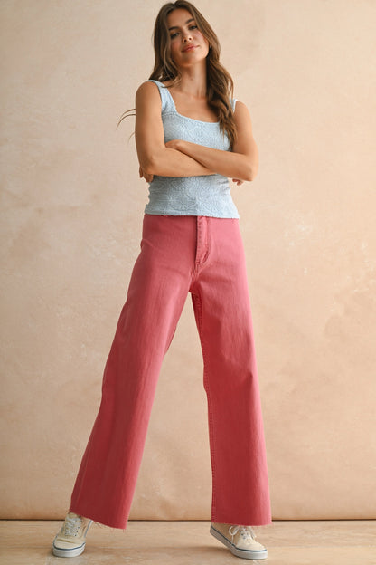 Straight Wide Leg Denim Pants