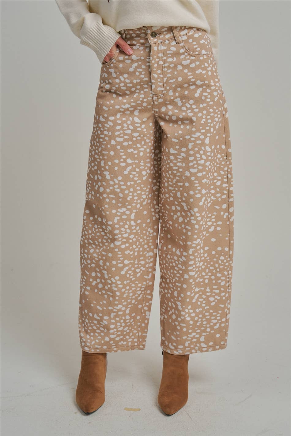 Deer Print Barrel Pants