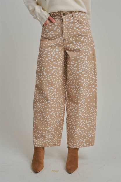 Deer Print Barrel Pants