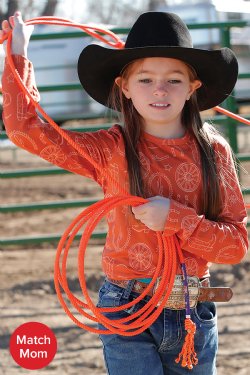 Girl's Long Sleeve Orange Print Shirt