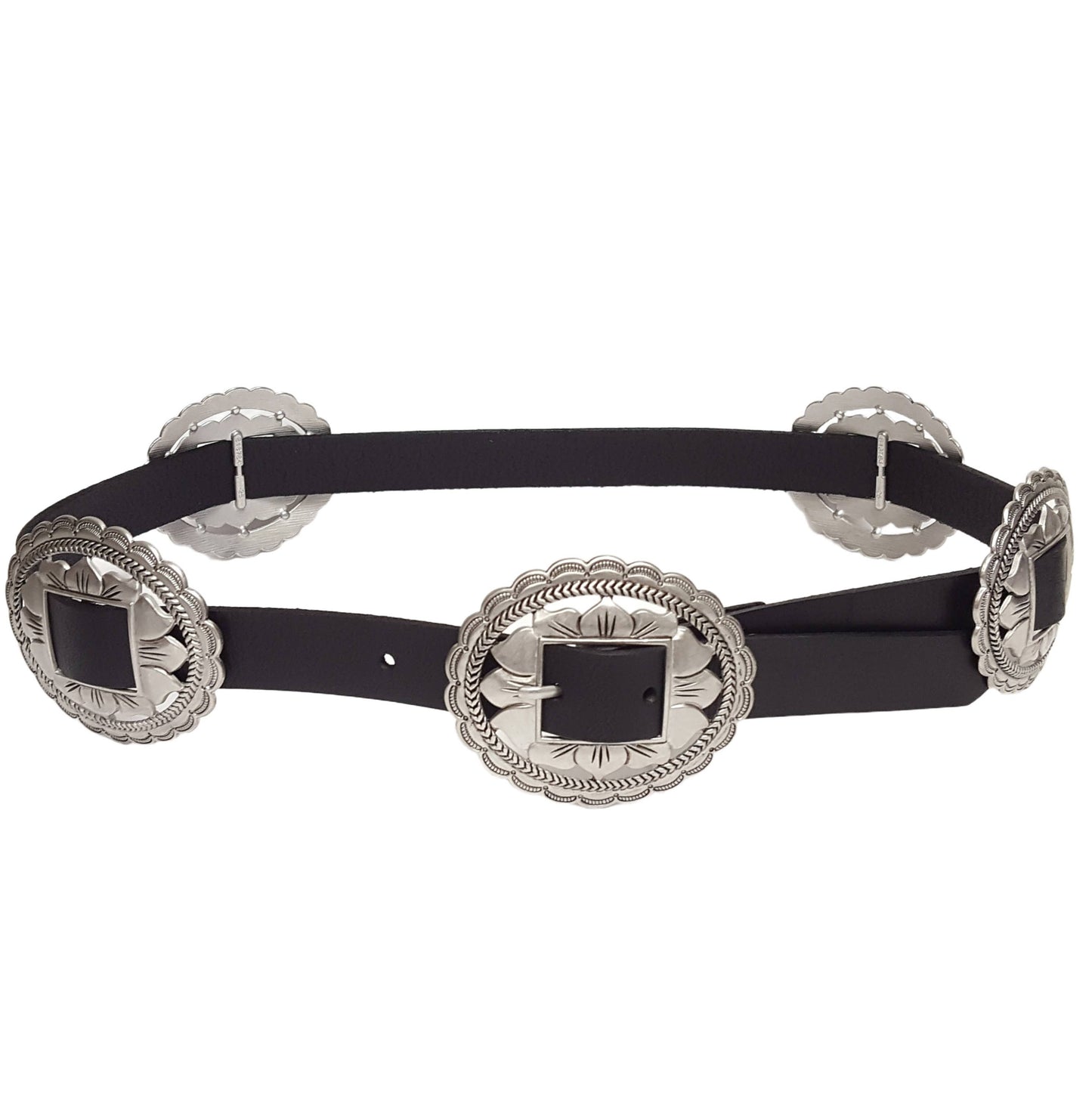 Genuine Leather Western Floral Concho Belt