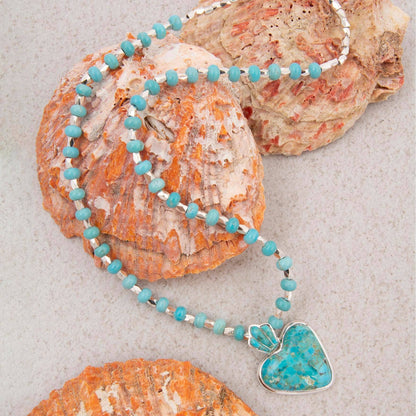 Barse Jewelry Blue Turquoise Heart Silver Pendant Necklace