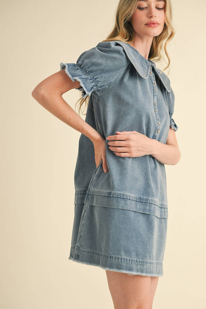Doll Collar Denim Mini Dress