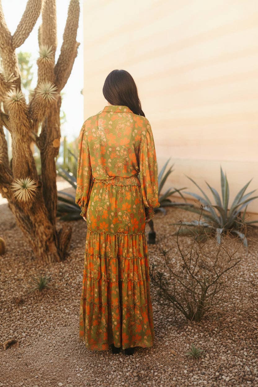 Olive Retro Cowboy Mesh Skirt