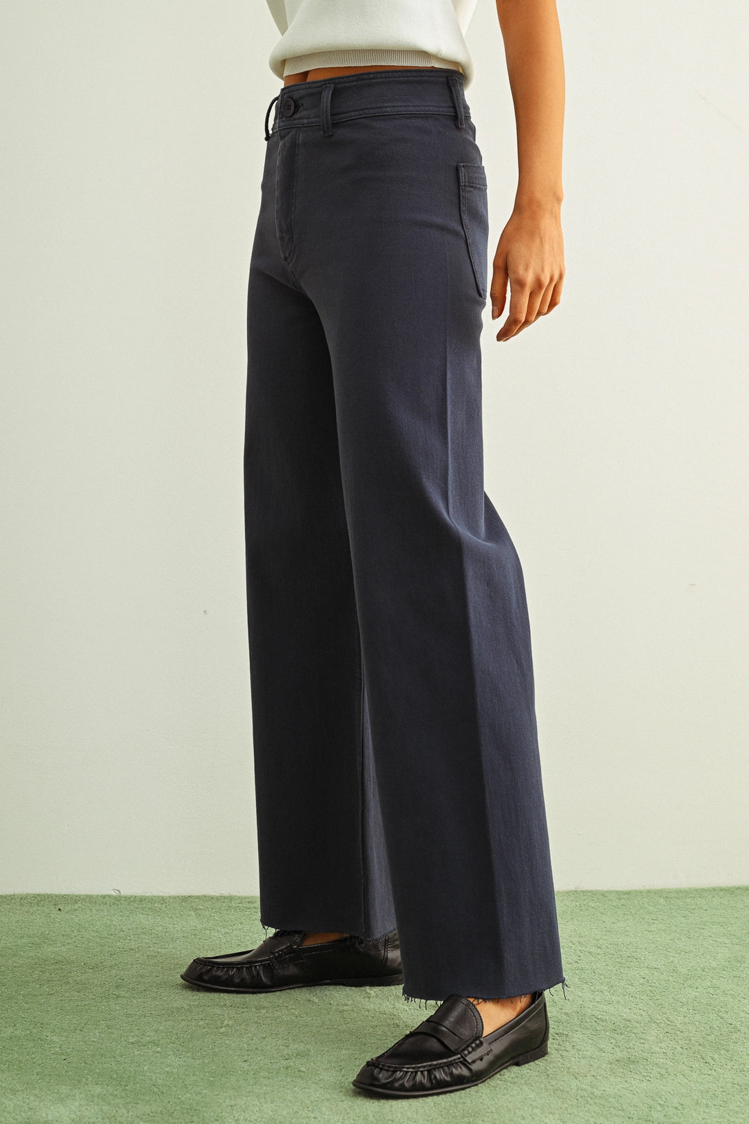 Straight Wide Leg Denim Pants