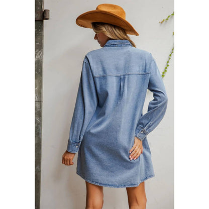 Mineral Washed Embroidered Yoke Denim Dress