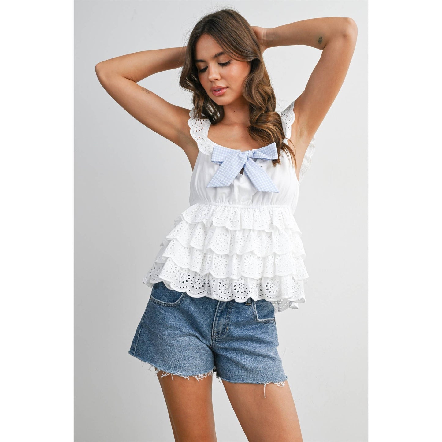 Eyelet Ruffle Layer Camisole