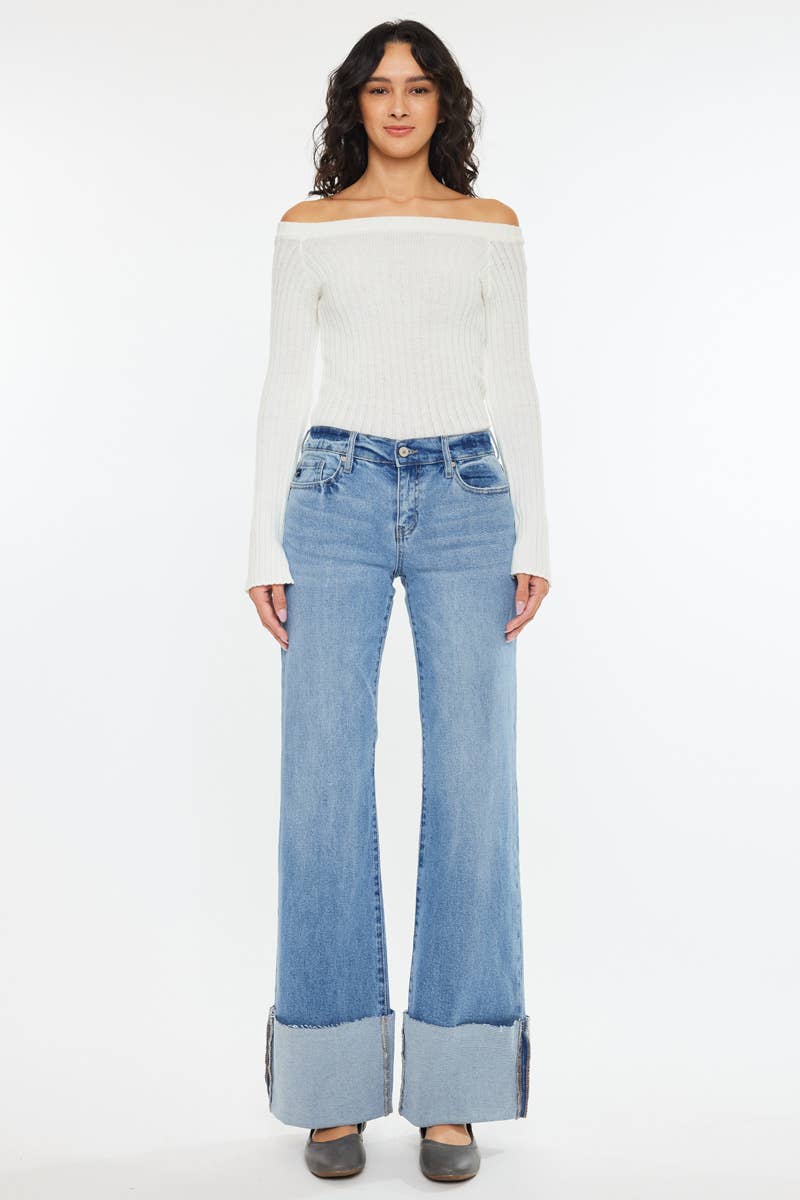 KanCan Emma Mid Rise Wide Flare Jeans