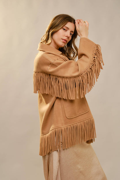 Brushed Fringe Stud Jacket