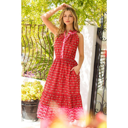 Halter Button Up Print Maxi Dress