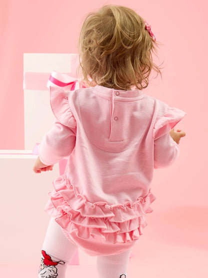 Baby Pink Santa Bubble Sweatshirt Romper