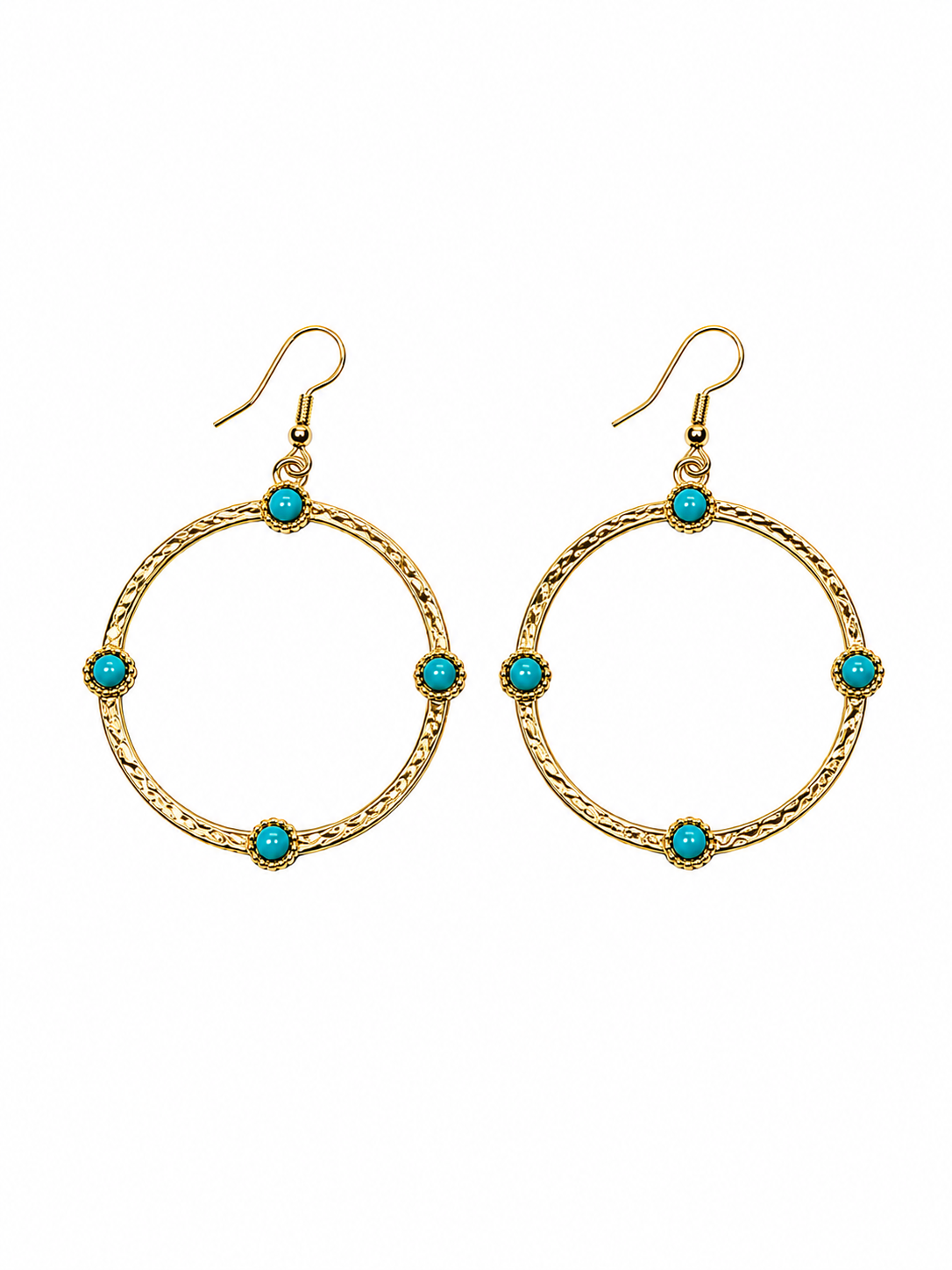 West & Co. Hammered Hoop Earrings W/ Turquoise