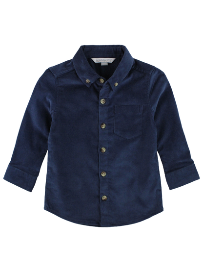 Boys Navy Corduroy Button Down Shirt