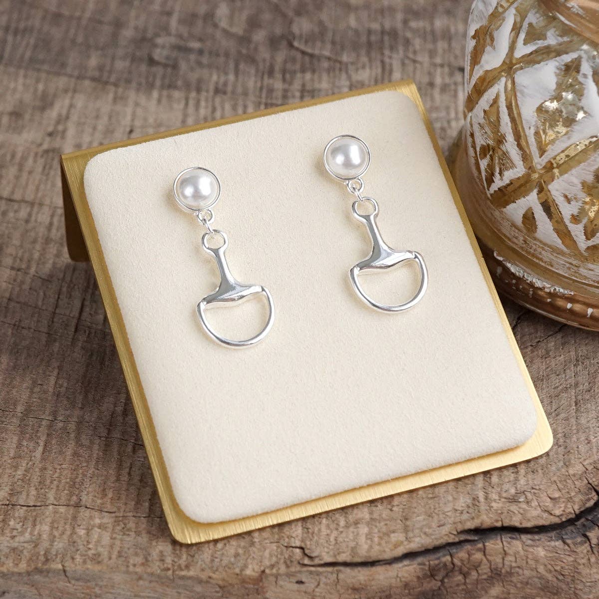 PennyLine Inc. Golden Rein – Pearl Bit Drop Earrings