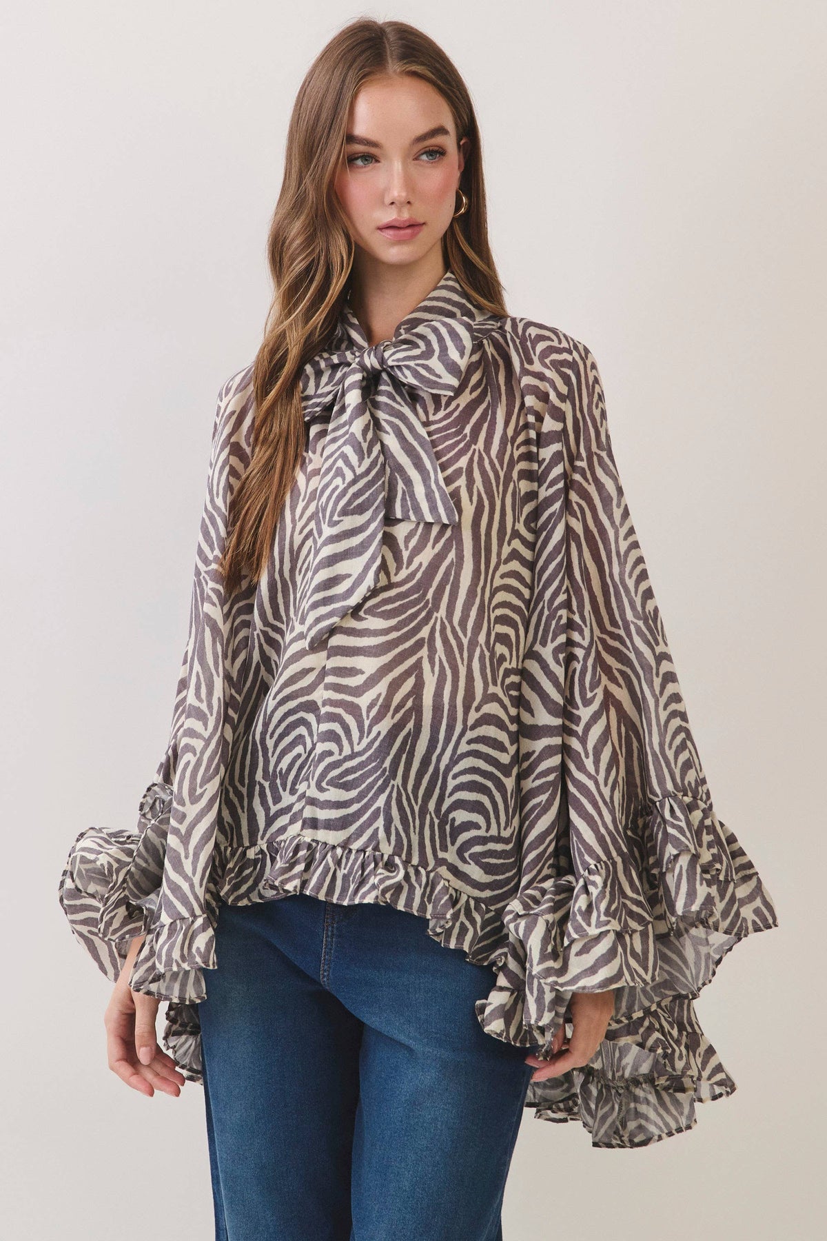TCEC Zebra High Low Blouse