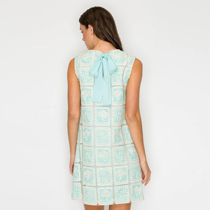 Mint Lace Patch Work Mini Shift Dress