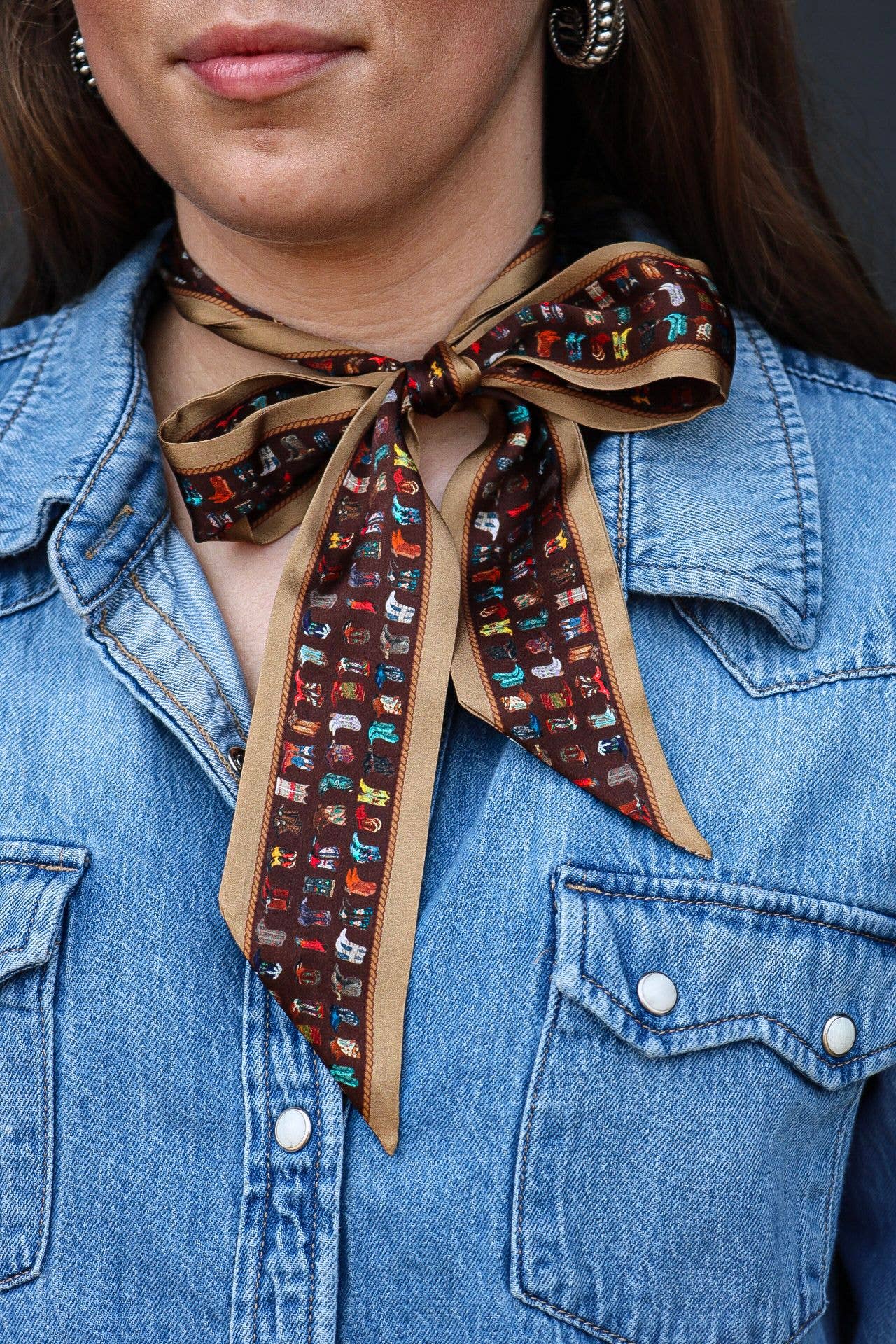 West & Co. Silk Twilly Scarf w/ Vintage Cowboy