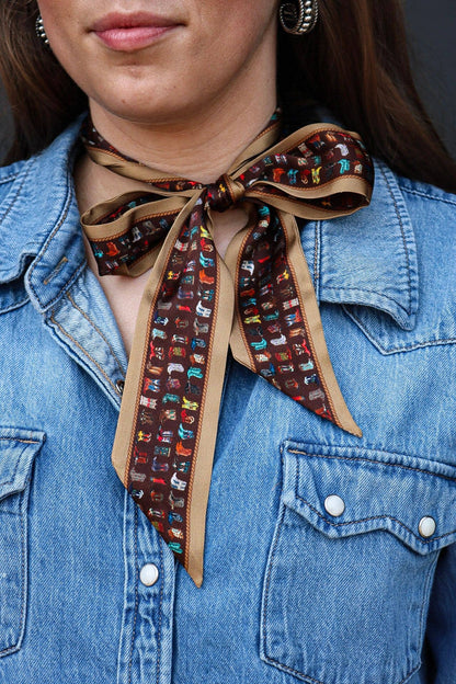 West & Co. Silk Twilly Scarf w/ Vintage Cowboy