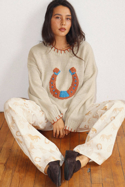 Bailey Rose Horseshoe Stitch Oversized Sweater