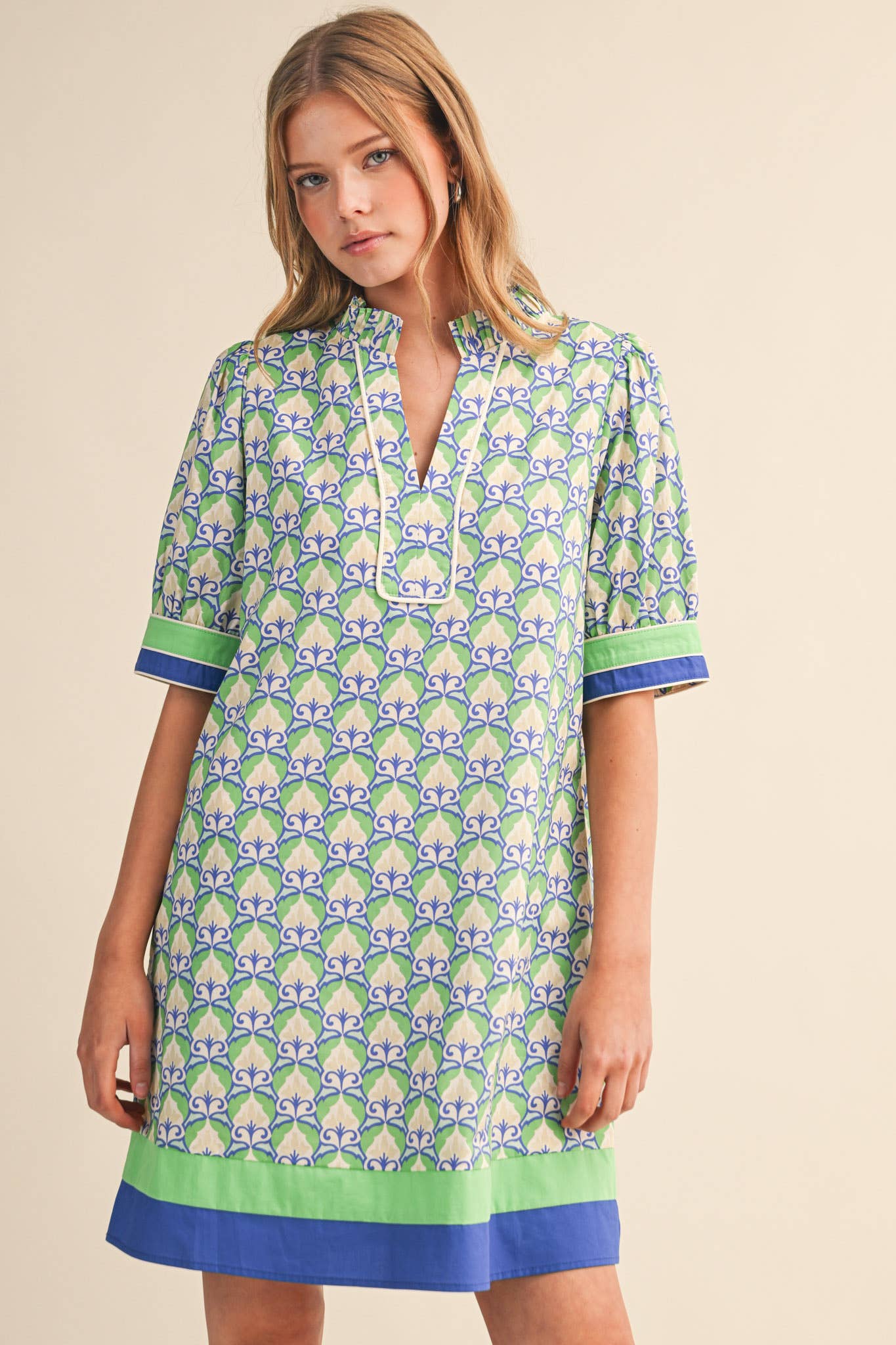 Vintage Floral Puff Sleeve Mini Dress