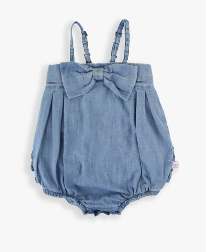 Baby Girls Denim Bow Bubble Romper