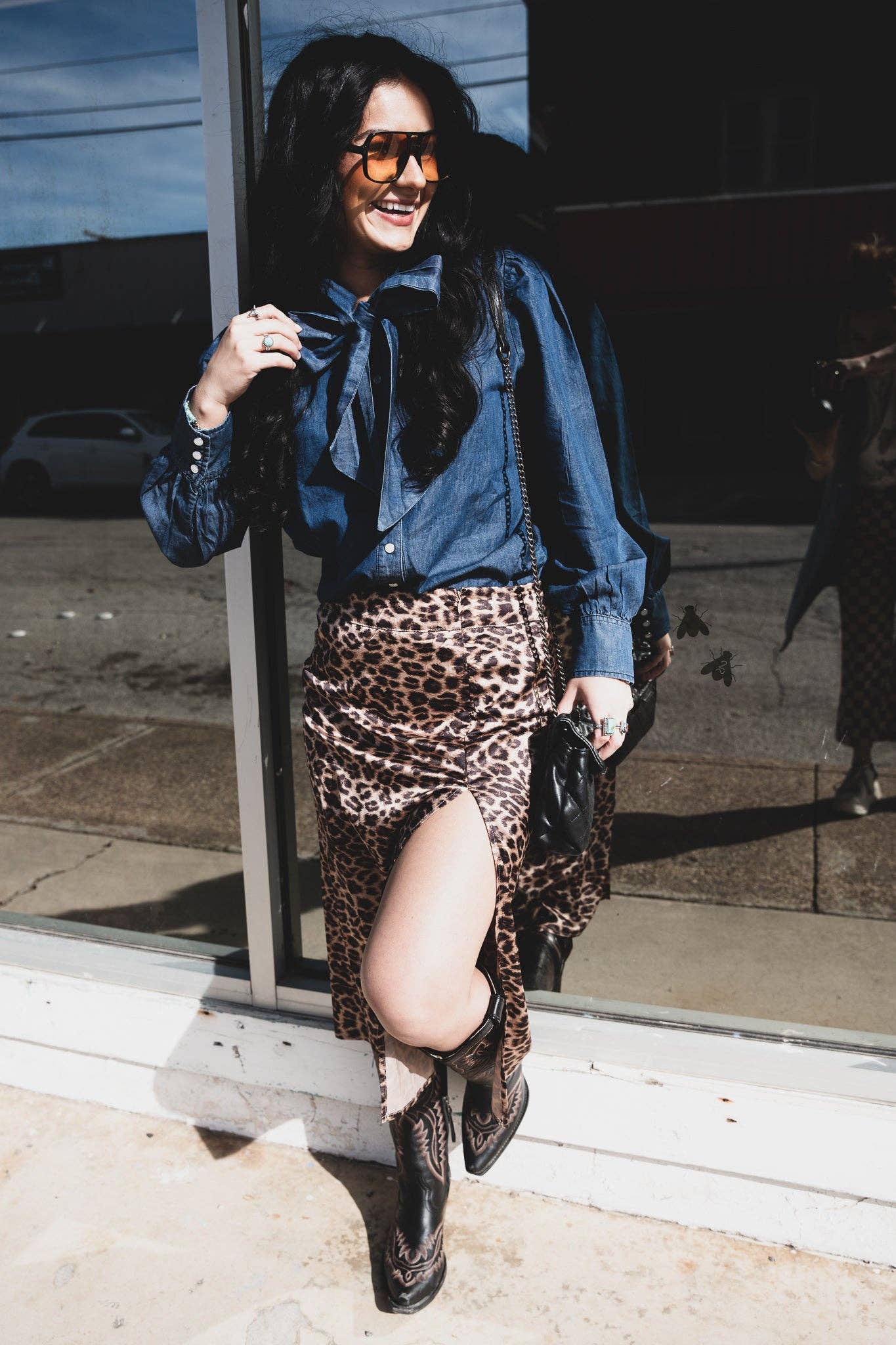 Highway Blues Bow Tie Blouse