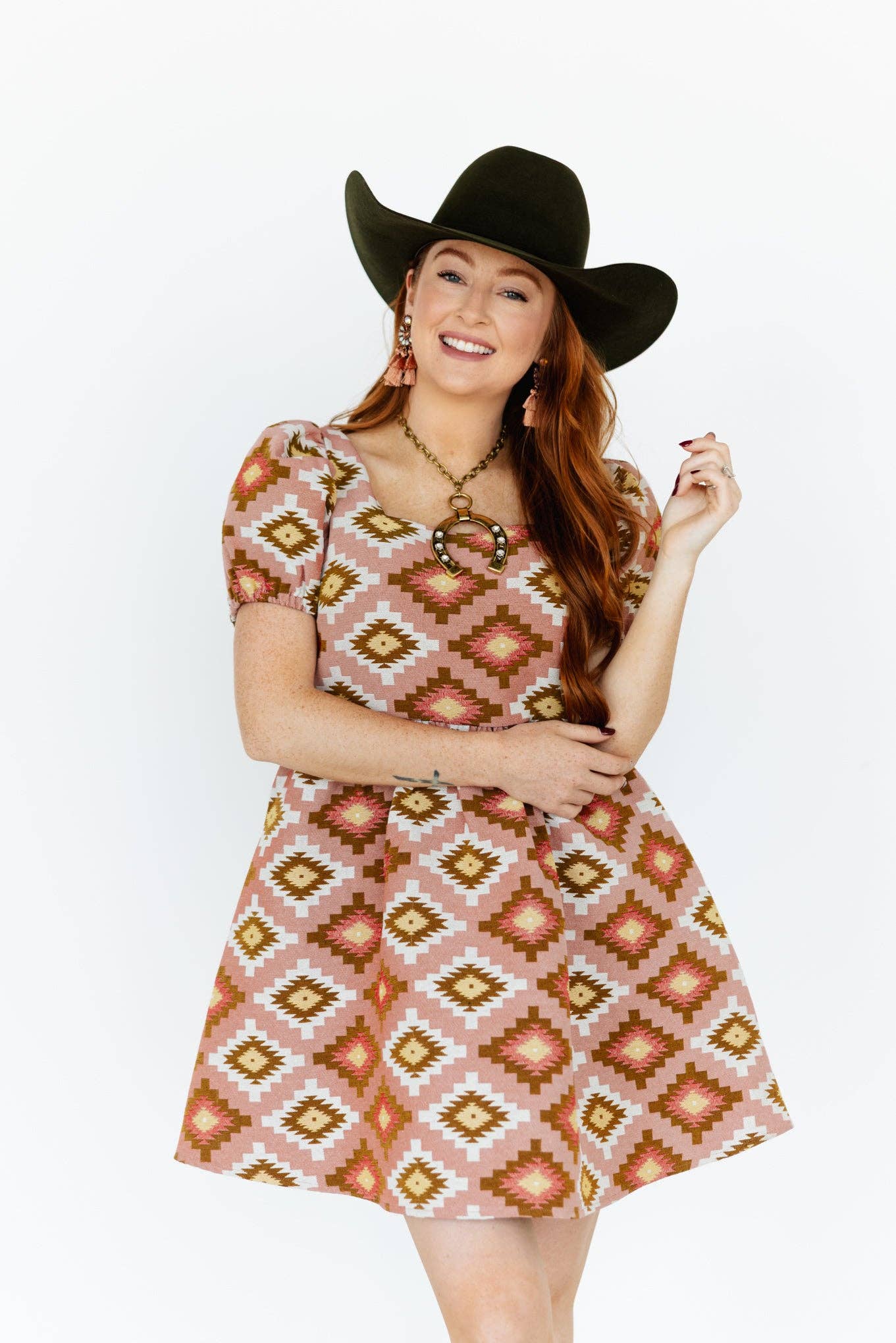 Turquoise Haven Pink Aztec Bubble Dress