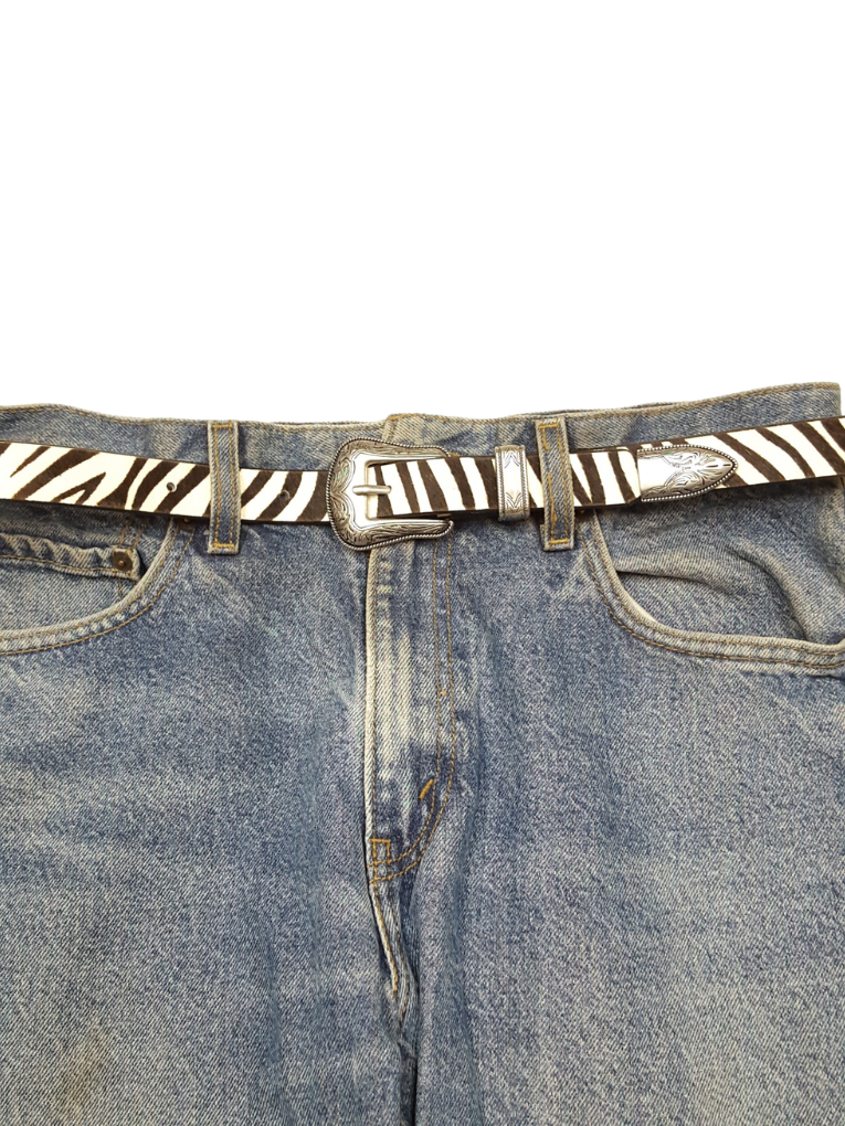 Zebra Printed Hair Leather Belt