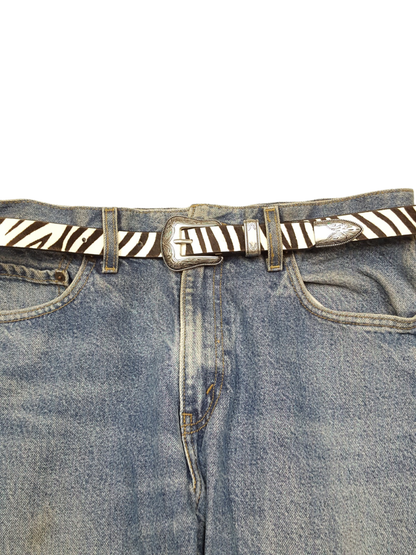 Zebra Printed Hair Leather Belt