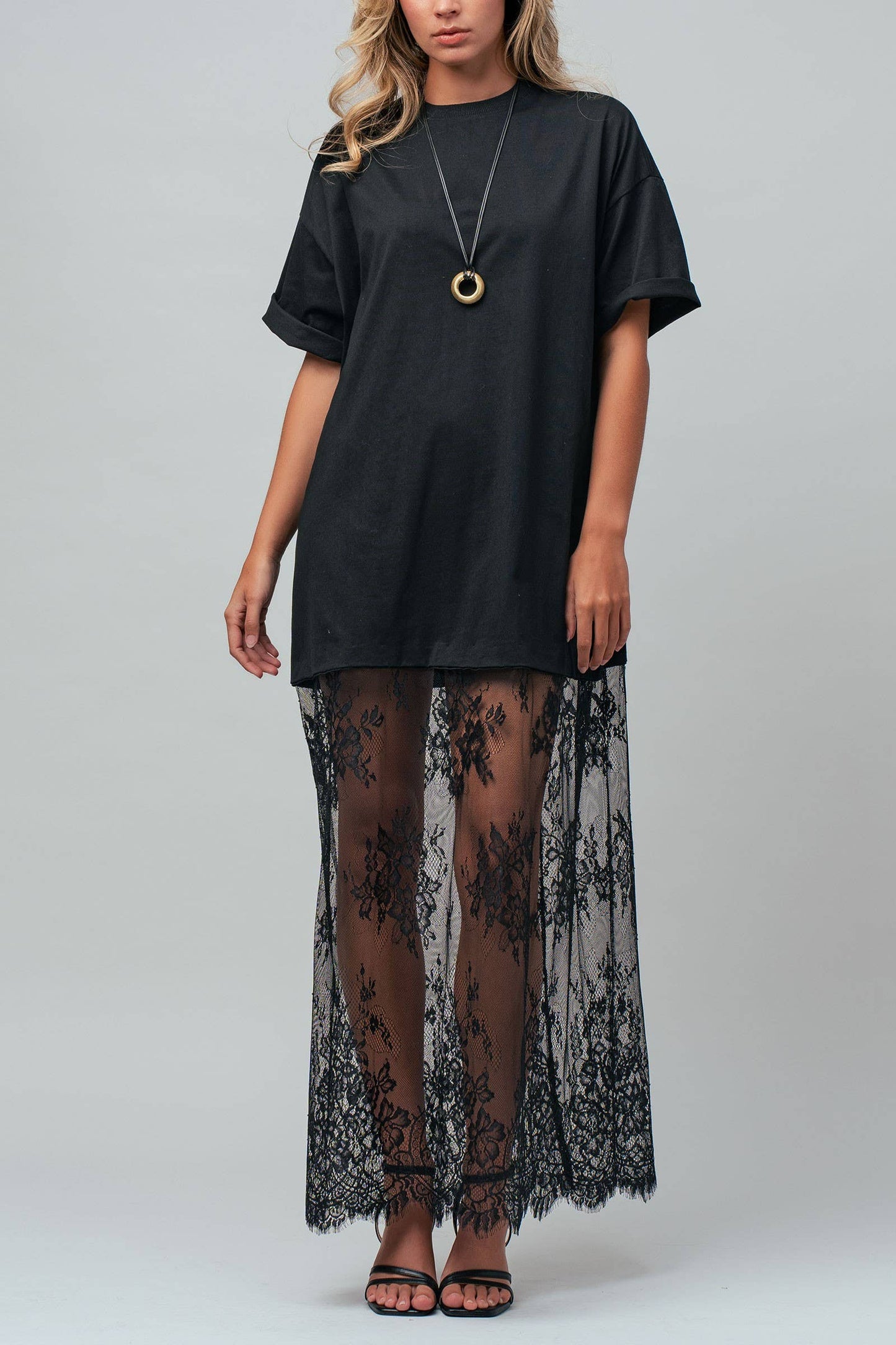 Mixed-Media T-Shirt Lacey Dress