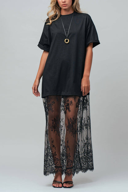 Mixed-Media T-Shirt Lacey Dress