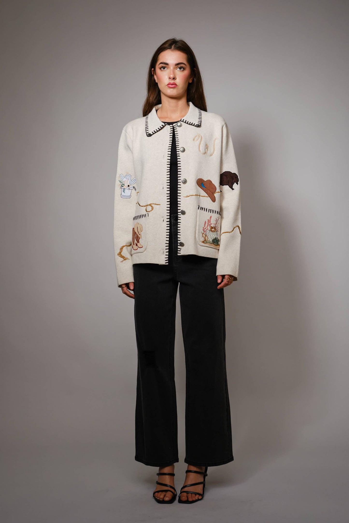 Motif Wool Blend Sweater Jacket