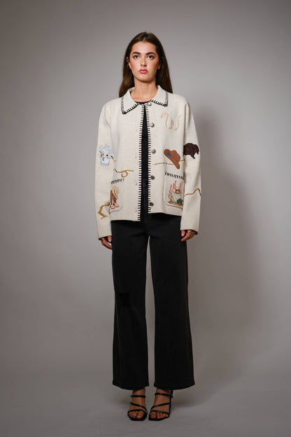 Motif Wool Blend Sweater Jacket