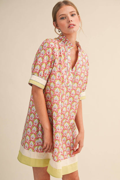 Vintage Floral Puff Sleeve Mini Dress