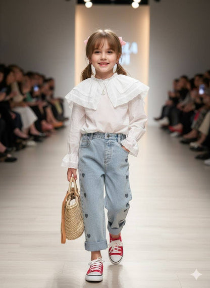 Heart Wide-Leg Denim Jeans
