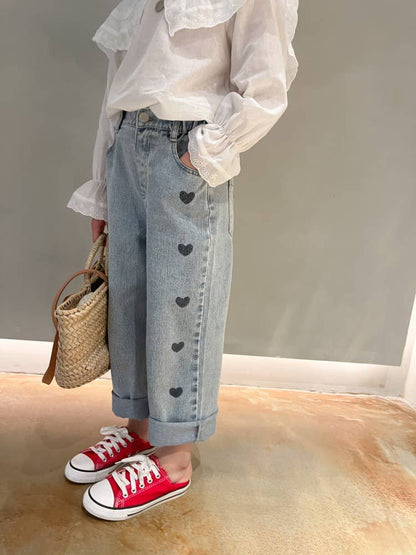 Heart Wide-Leg Denim Jeans