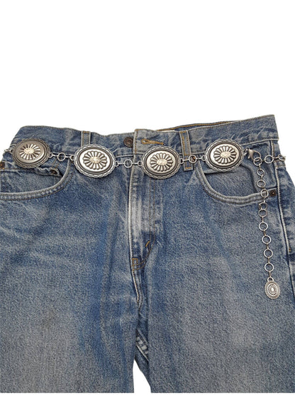Western Oval Concho Chain Belt with Stones