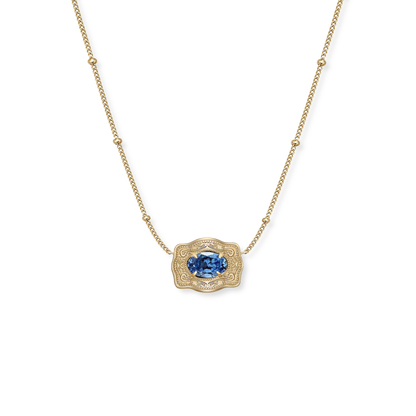 SpurWest Gold Belt Buckle Birthstone Necklace