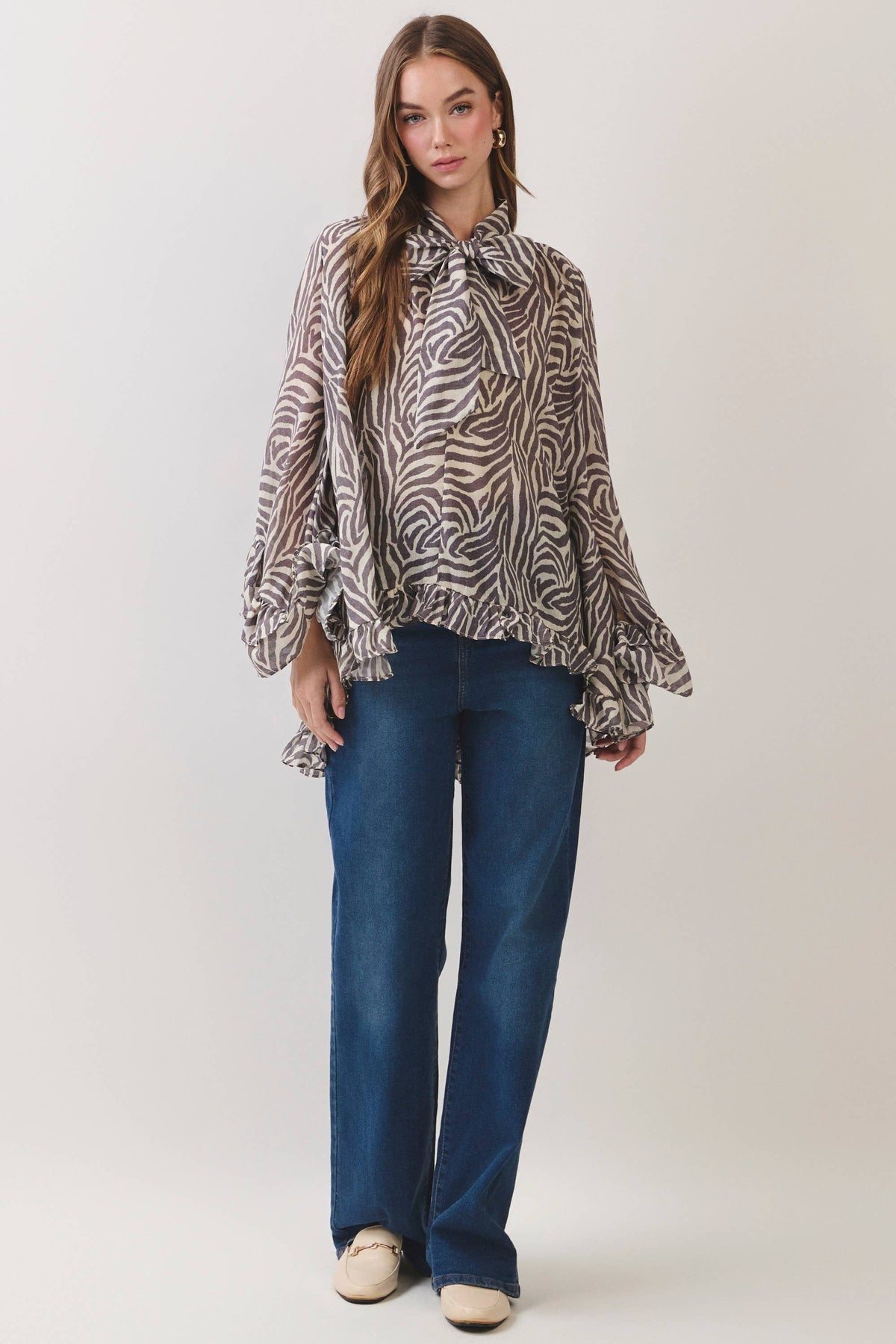 TCEC Zebra High Low Blouse