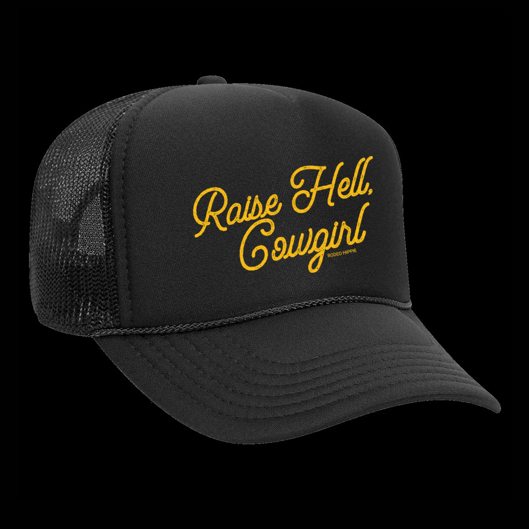 Black Raise Hell Cowgirl Trucker Hat