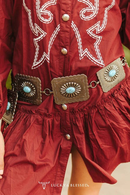 LUCKY & BLESSED Vintage Turquoise Concho Belt
