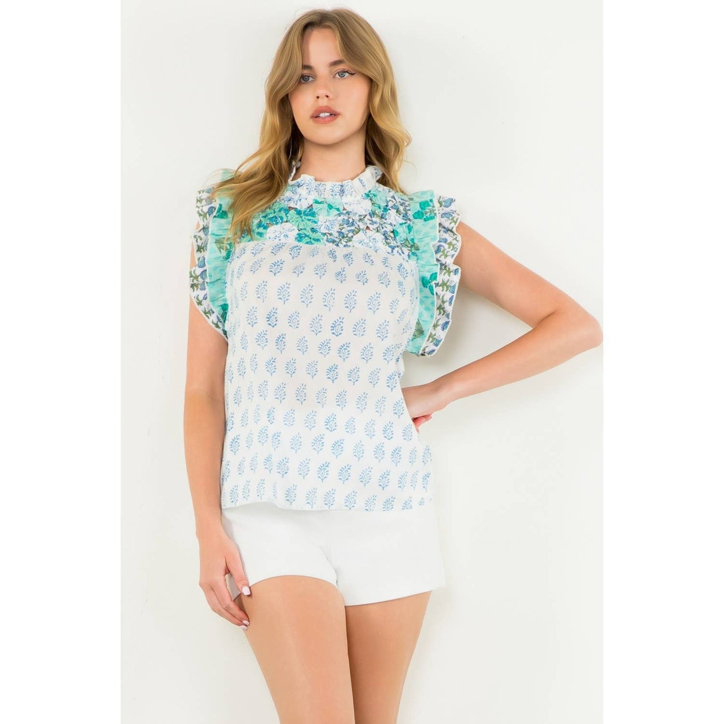 Flutter Sleeve Floral Print Top