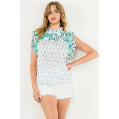 Flutter Sleeve Floral Print Top