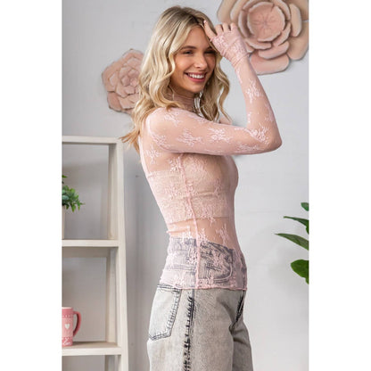 Lace Long Sleeve See Through Ivory Top
