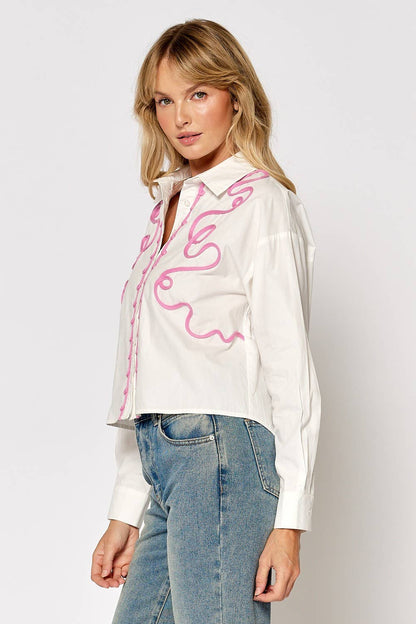 Button Down Embroidery Detail Shirt