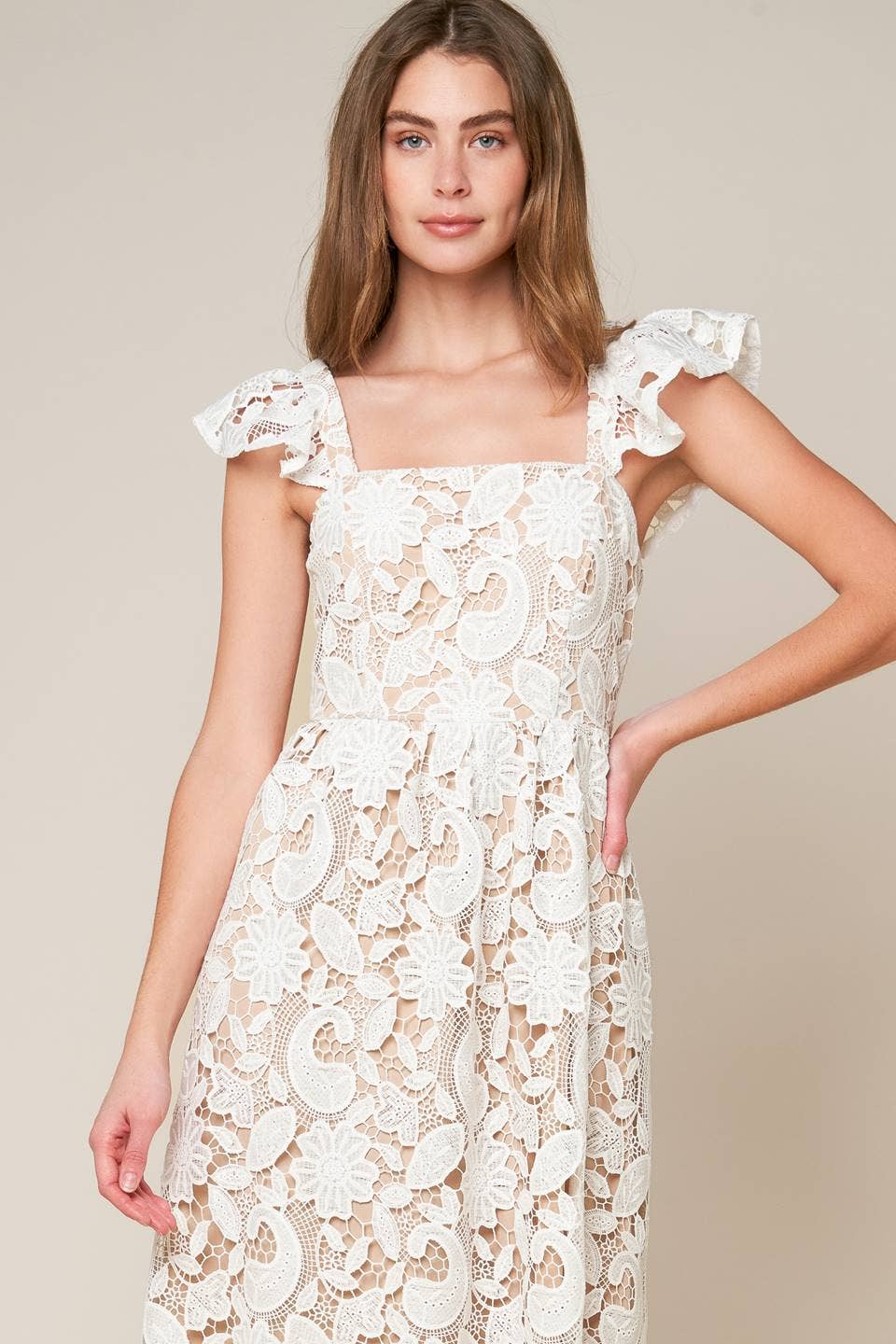 White Lace Midi Dress
