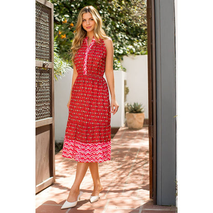 Halter Button Up Print Maxi Dress